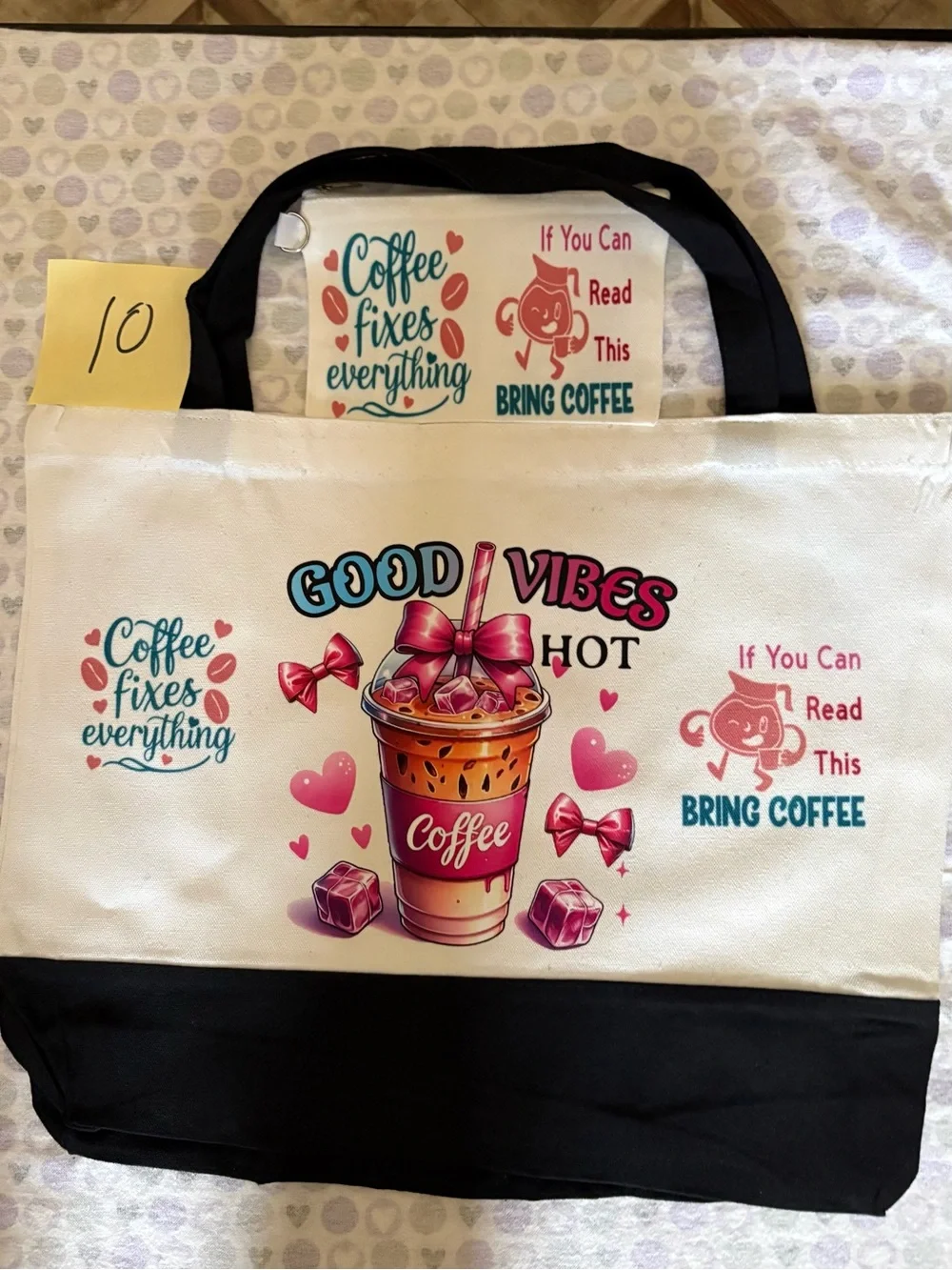 New 15x18, Coffee Sarcasm Hydrated Graphic Tote with Matching Pouch